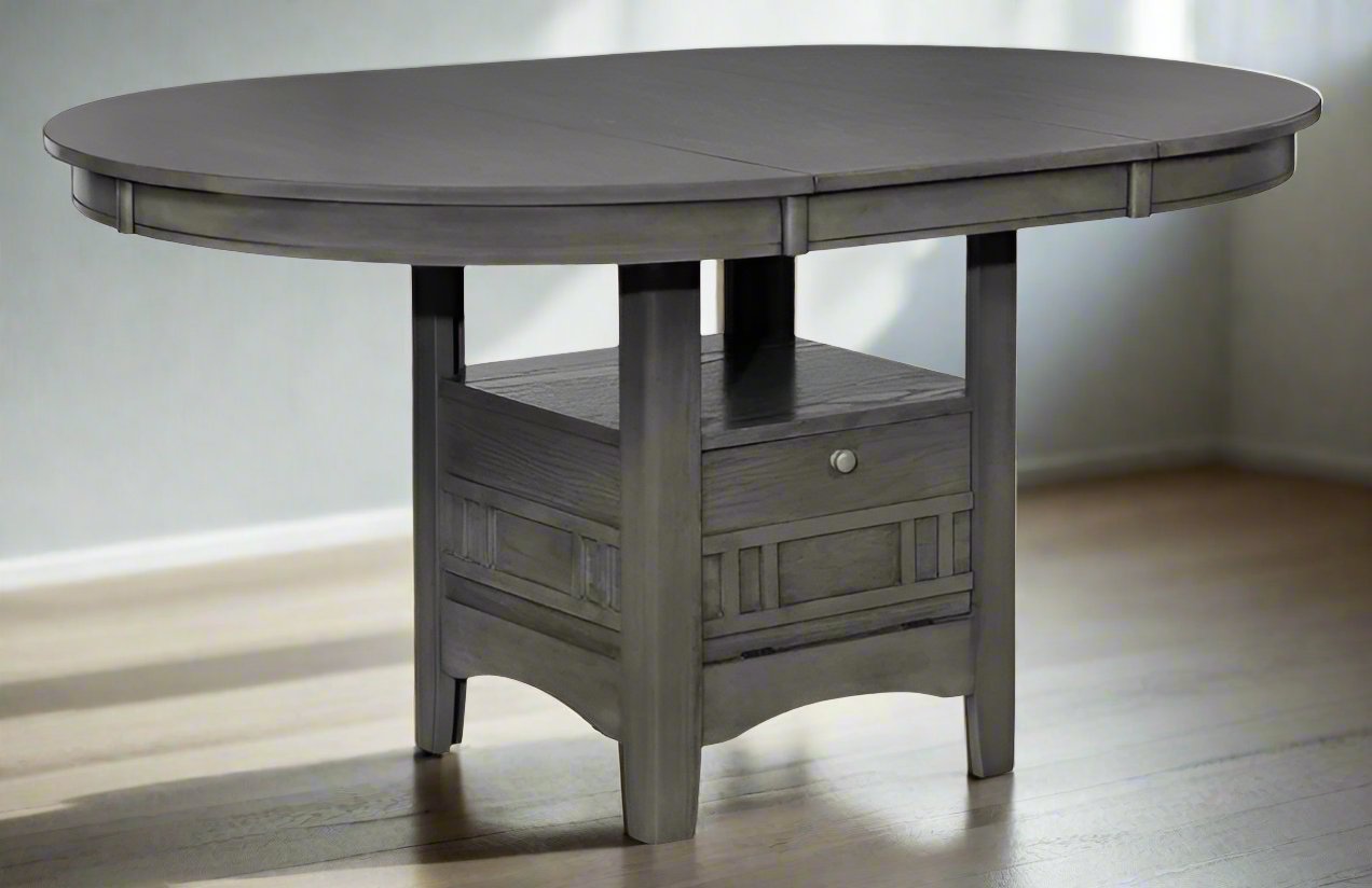 Lavon Medium Gray Round Pedestal Dining Table w Storage FFE258-48