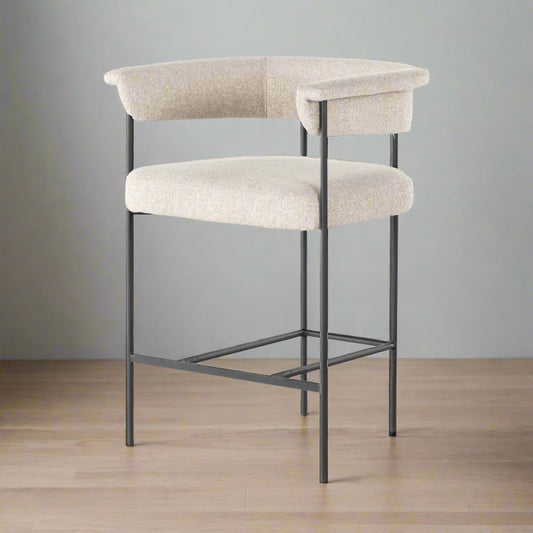 Lulu & Georgia Kyleigh Beige Boucle Black Iron Frame Counter Stool (3 Avail) FFE258-572