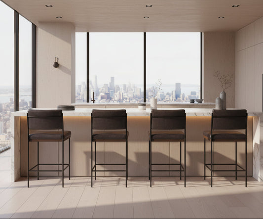 Benton Leather Sonoma Black Counter Stool by Four Hands FFW-1116