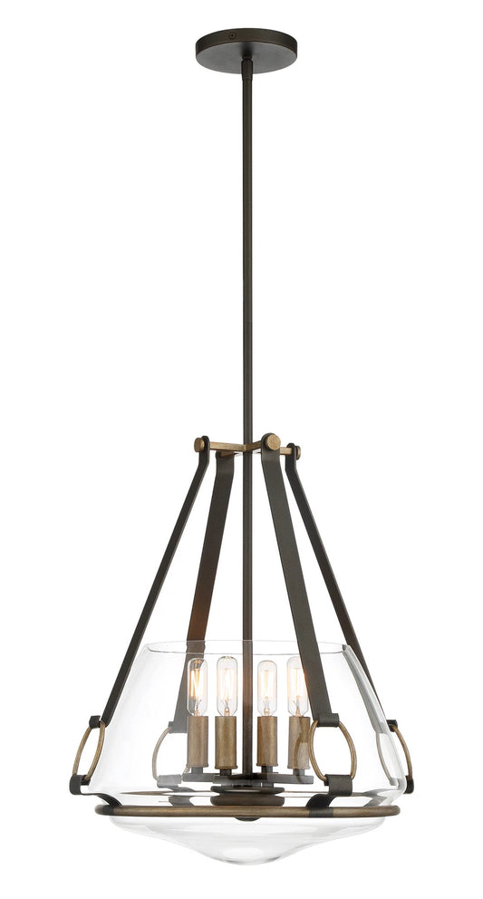 Minka Lavery Eden Valley 5 Light 22" Wide Pendant with Clear Glass Smoked Iron / Aged Gold Lifestyle Damp Location Pendant with Canopy Semi-flush Minka Lavery Eden Valley 5 Light Pendant Chandelier Light Fixture FFE-1406