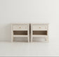 Pair (2) Safavieh Sondra 2 Drawer Nightstands - Bleached White / Gold FFE-1429
