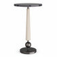 AH Valari Marble Top Tapered Ivory Leather Column Drink Table FFW-1434