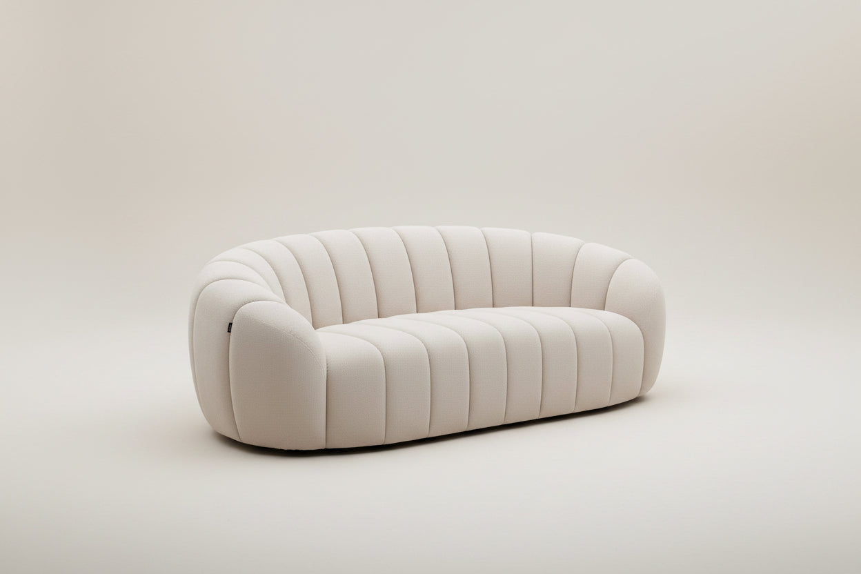 Casa Divani  Yolonda Modern Curved Beige Fabric Sofa Couch FFW-1414