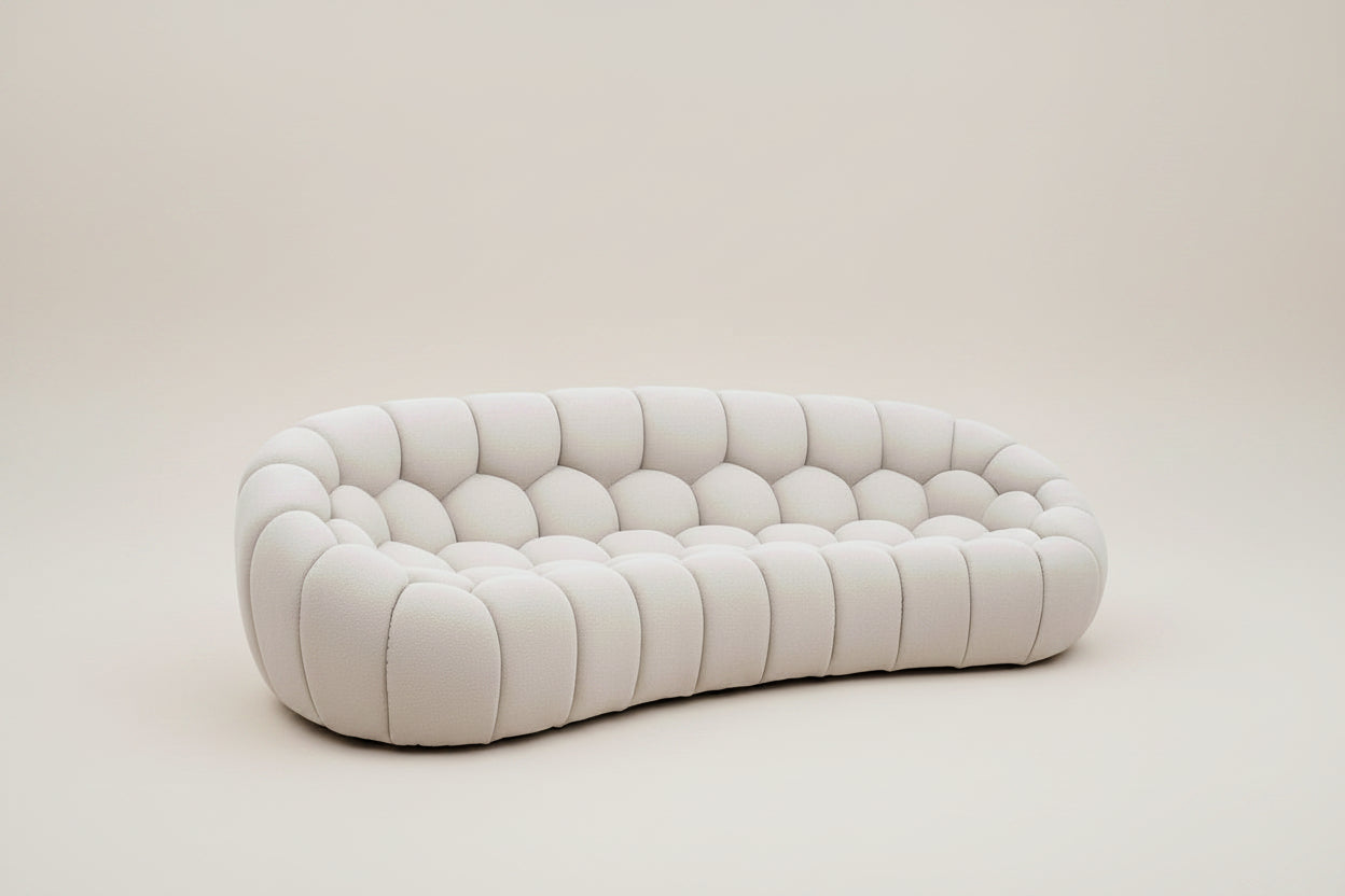 Casa Divani  Yolonda Modern Curved Beige Fabric Sofa Couch FFW-1414