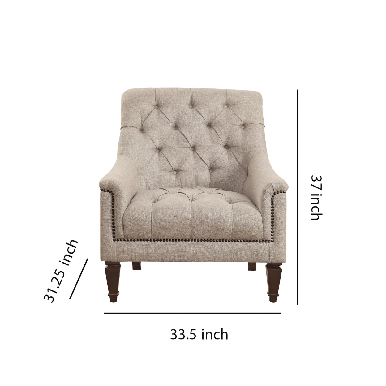 Coaster Avonlea Transitional Fabric Sloped Arm Tufted Upholstered Accent Chair Gray FFE258-63