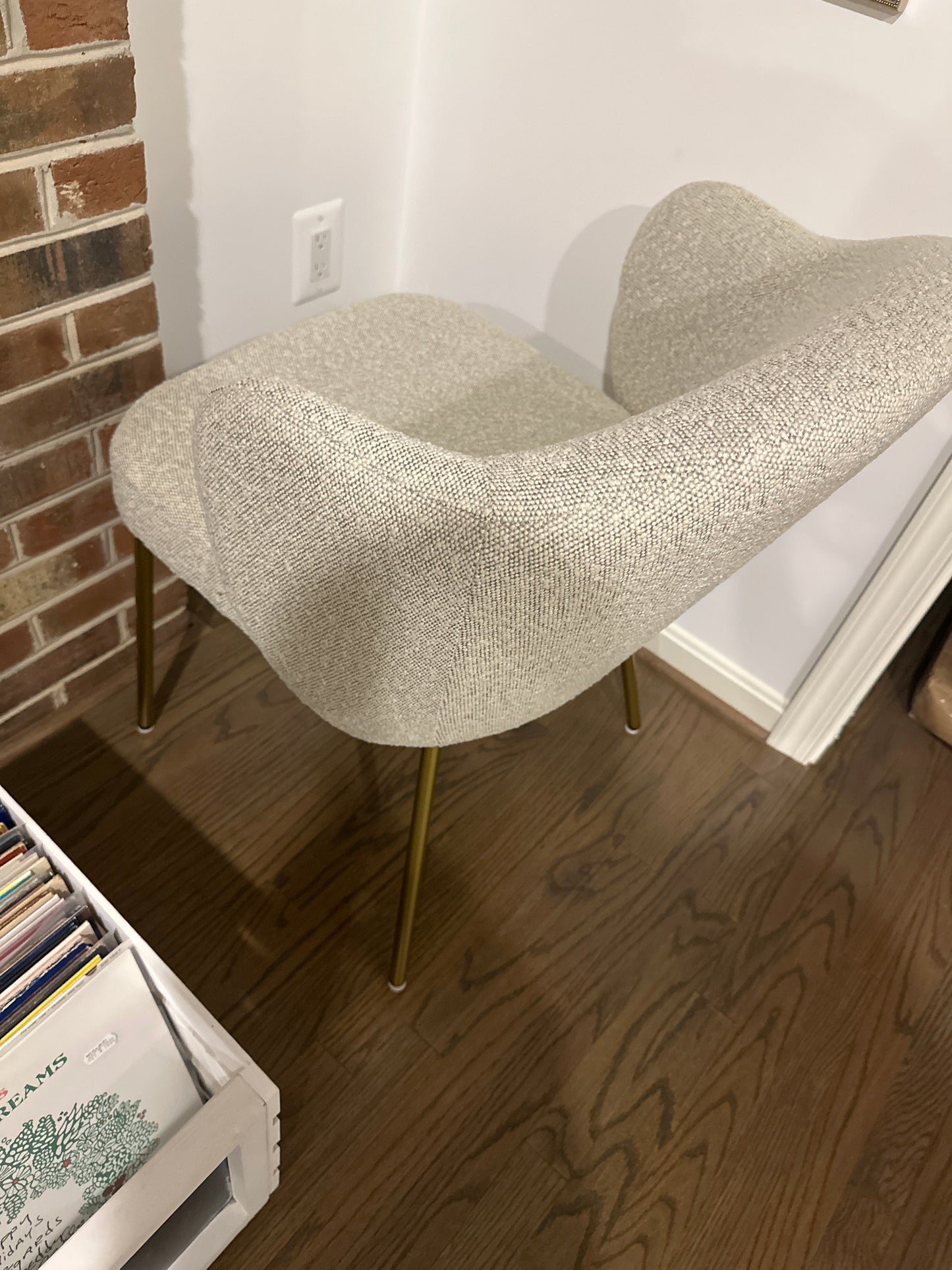 Pair (2) Castlery Simone Performance Light Grey Bouclé Dining Chairs FFE-1584