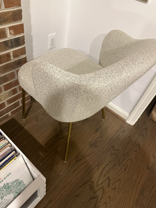 Pair (2) Castlery Simone Performance Light Grey Bouclé Dining Chairs FFE-1584