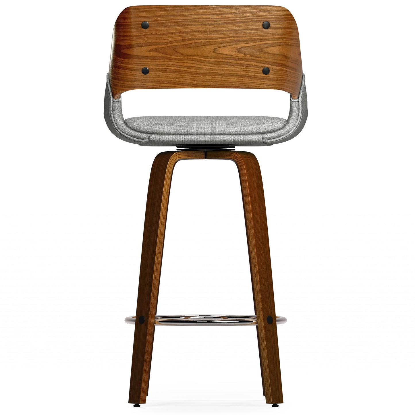 Set of Carly 16" Swivel Bar Stool Grey Polyester Linen Fabric FFW-896