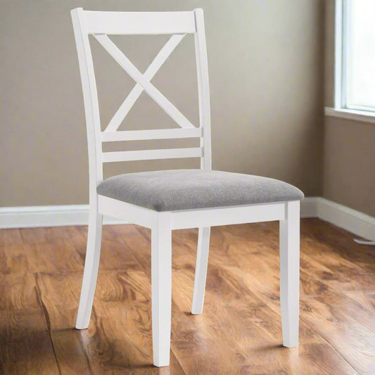 Hollis Cross Back Wood Dining Side Chair White FFE258-49