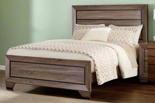 Kauffman Eastern King Oak Grain Panel Bed Washed Taupe FFE258-82