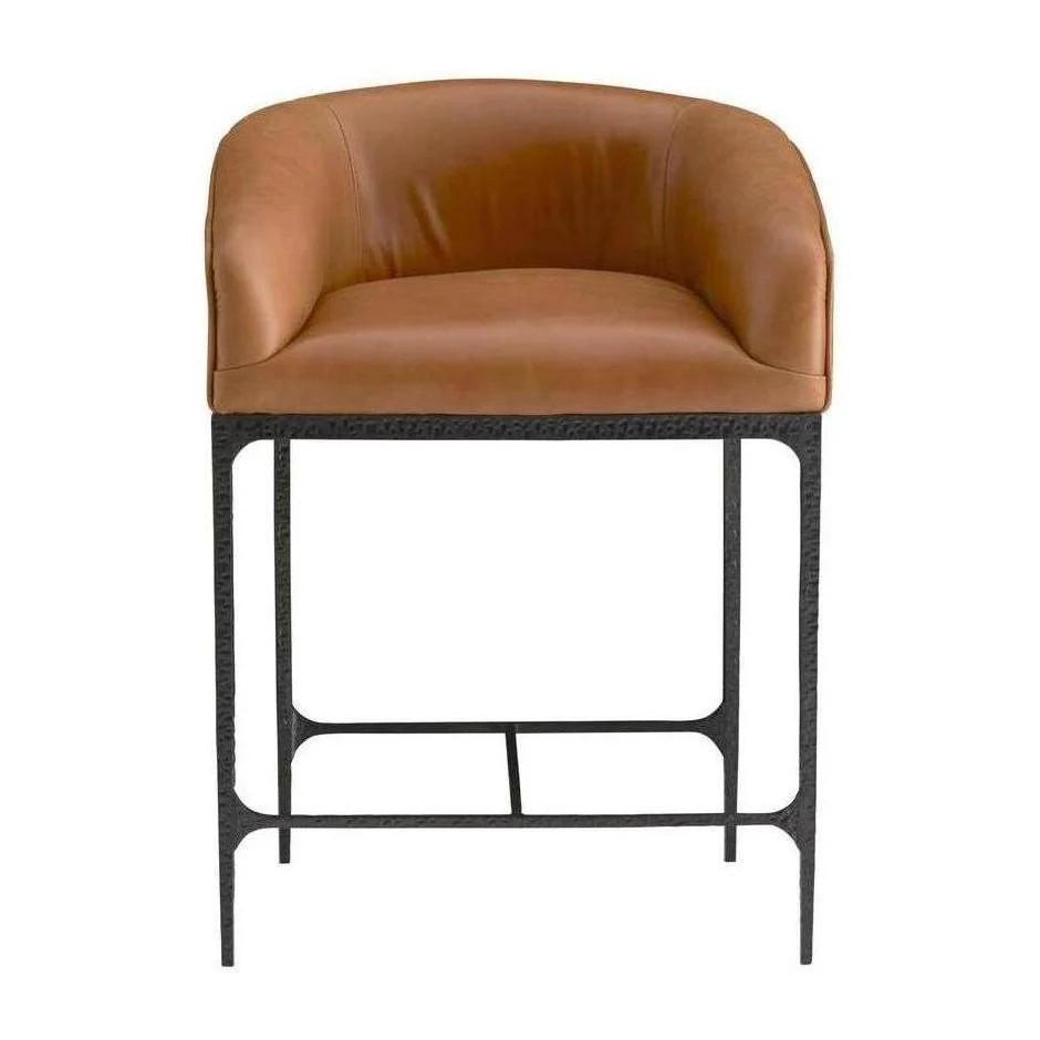 AH Home Osbourne Barrel Back Russet Brown Leather Counter Stool FFE-1532