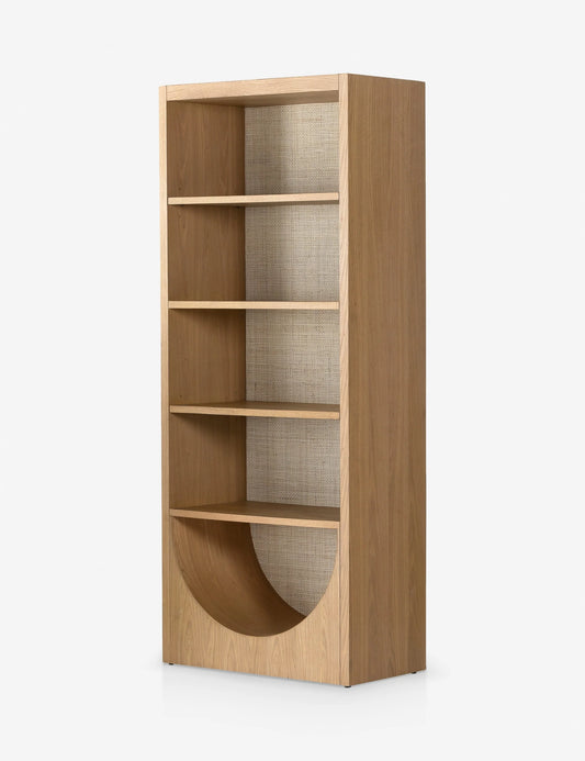 Lulu & Georgia Honey Finish Oak Veneer Cane Panel Melissa Bookcase FFE-1062