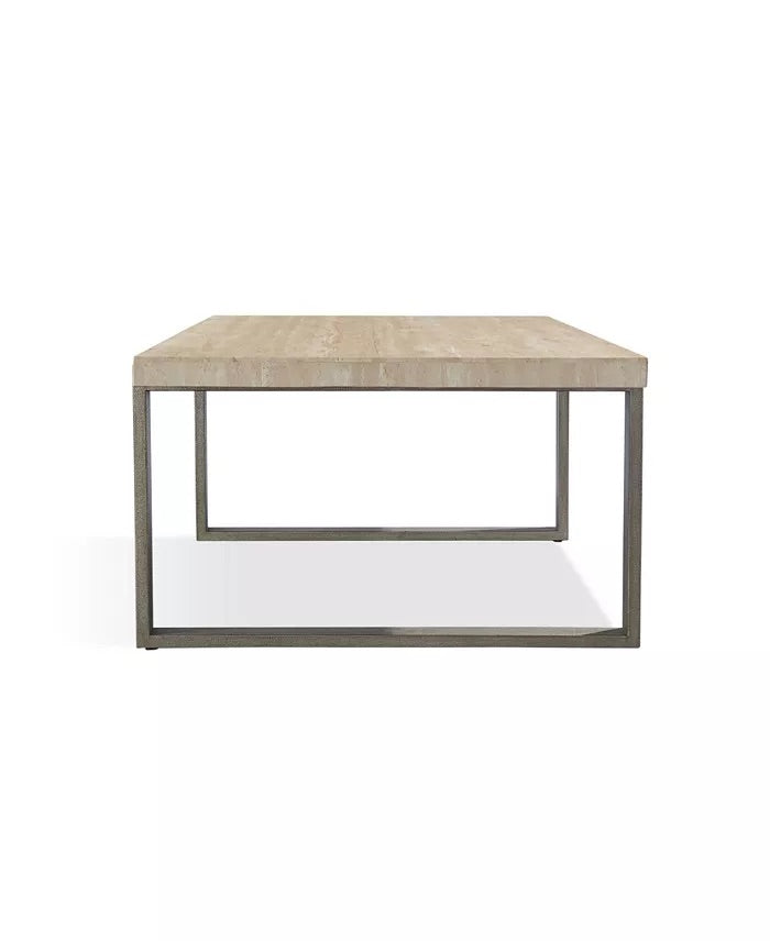 Modus Ariela Natural Travertine Coffee Table with Bronze Metal Base FFE-1525