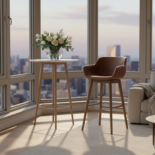 Four Hands Premium Grain Leather Hannah Swivel Counter Stool FFW-1121