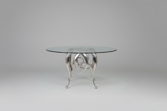 60" Round Glass Top Design Master Pace Sculptural Dining Table LB-2