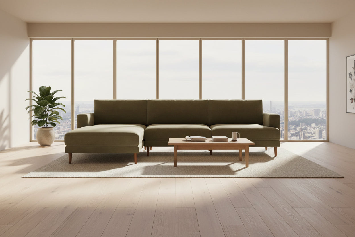 Burrow Ember Green Sage Chaise Sectional Sofa Couch (111") FFE-1127