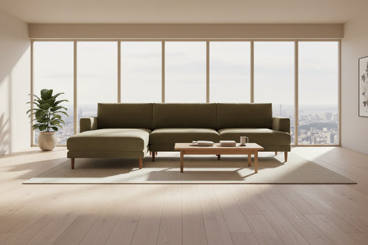 Burrow Ember Green Sage Chaise Sectional Sofa Couch (111") FFE-1127