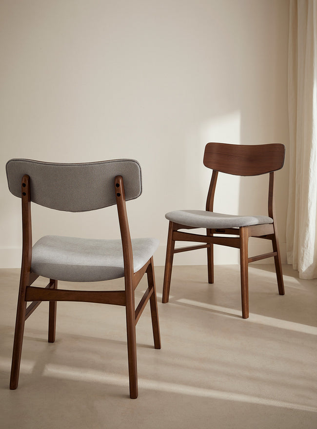 Hoft Home Set of 2 Amara Dining Chairs - Smoke & Walnut (3 sets avail) FFE-1579