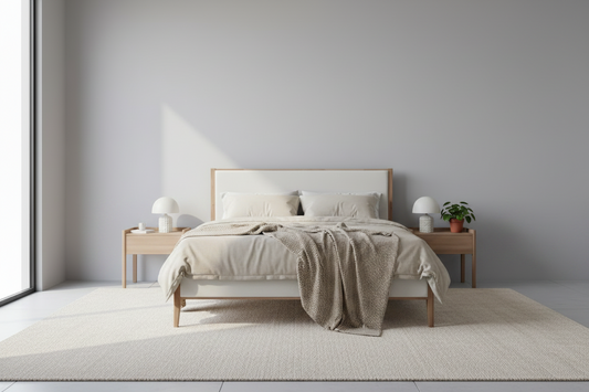Safavieh Couture Giuliano Channel Tufted King Bed - Ivory / Natural FFE-1431