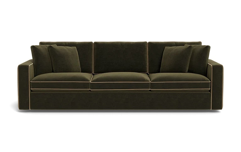 Interior Define James 3-Seat Sofa Couch Sage Green w Contrast Piping FFE258-349