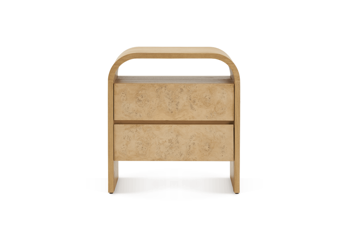 Castlery Crescent Burlwood 2-Drawer Nightstand FFE-1153