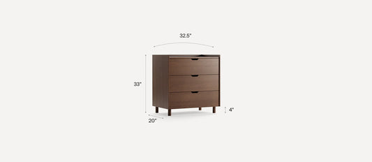 Burrow Walnut The Prospect 3-Drawer Dresser FFE-1380