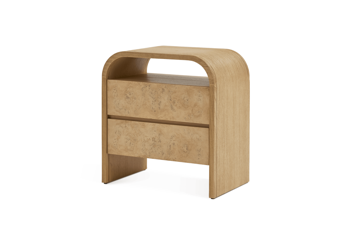 Castlery Crescent Burlwood 2-Drawer Nightstand FFE-1153