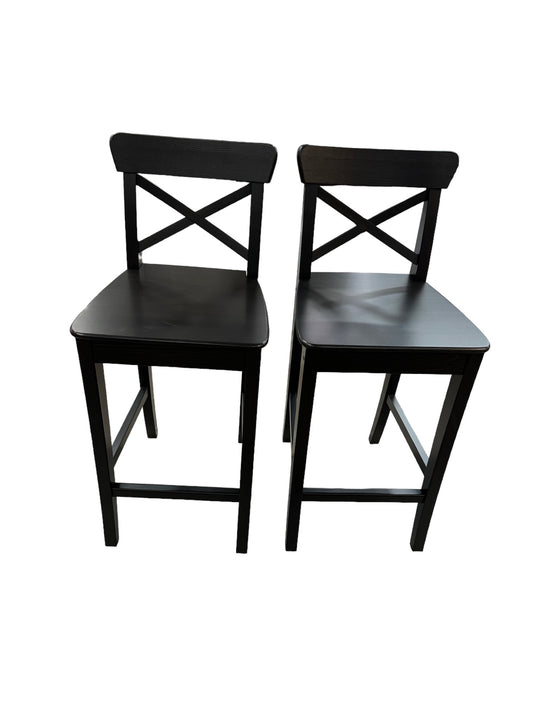 Pair Ikea Black Ingolf Counter Stool Chairs EK221-171