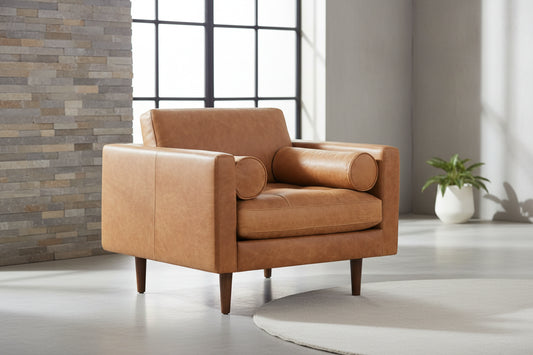 Poly & Bark Napa Cognac Tan Brown Lounge Chair FFE-1271