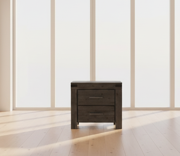 Modus Meadow Solid Wood Two Drawer Nightstand in Graphite 10 FFE-1484