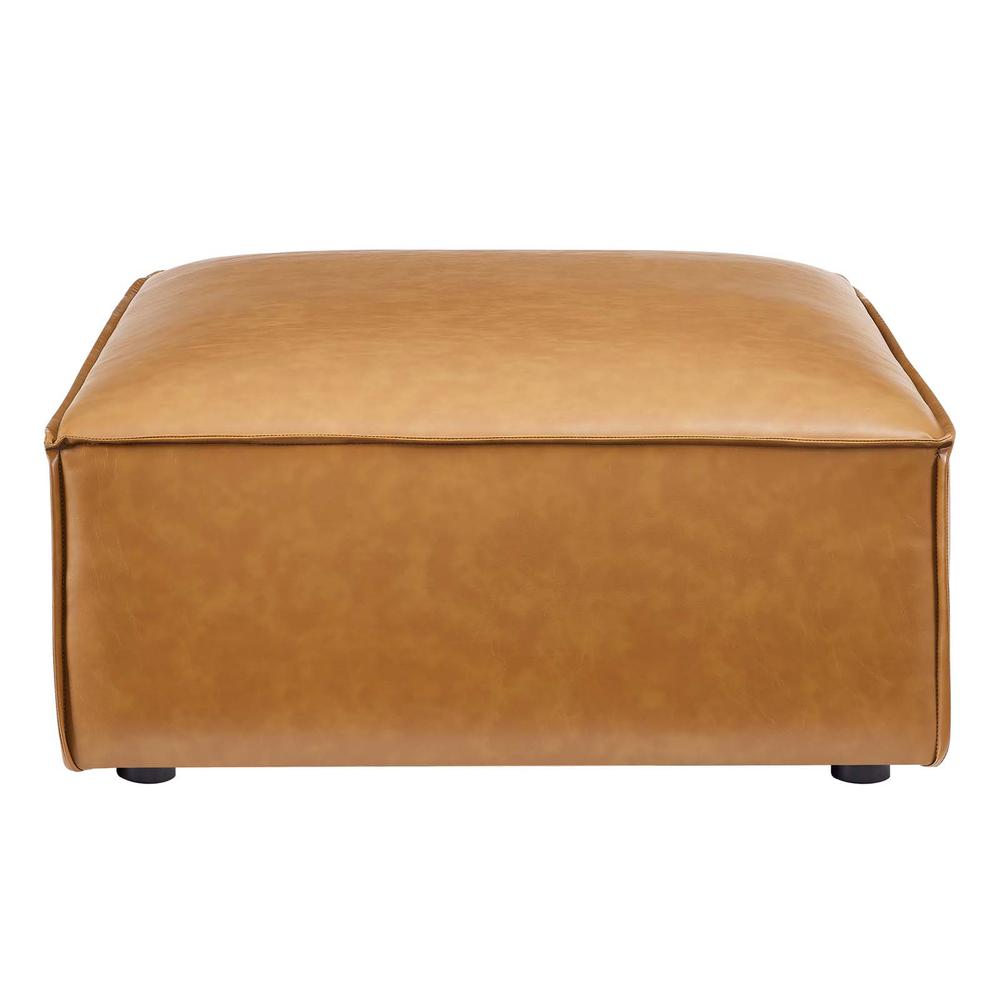 Modway Restore Modern Upholstered Faux Leather Ottoman in Tan FFE258-126