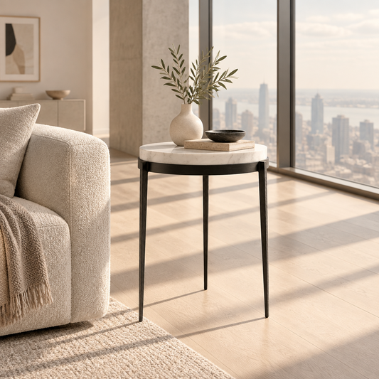 Designer Home Marble Top Kelsie End Table FFE-1400