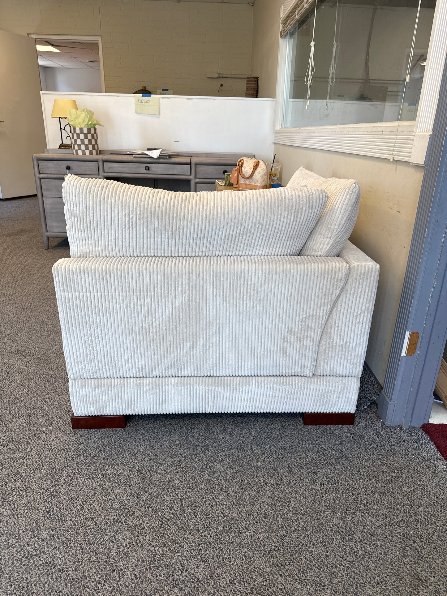 Corduroy Beige Corner Sofa Chair Couch FFE-1425
