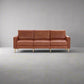 Block Nomad Chestnut Brown Leather Sofa Couch w Bolster Pillows FFE258-374