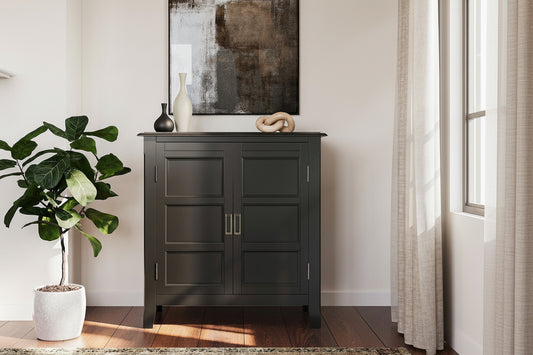 Burlington SOLID WOOD 30 inch Wide Traditional Low Storage Cabinet in Black FFW-857