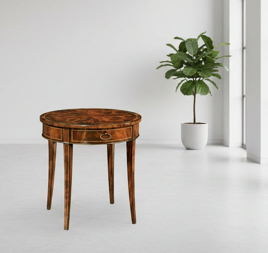 Jonathan Charles Clean Inlay Classic Round Wood Mahogany End Table FFE-1387