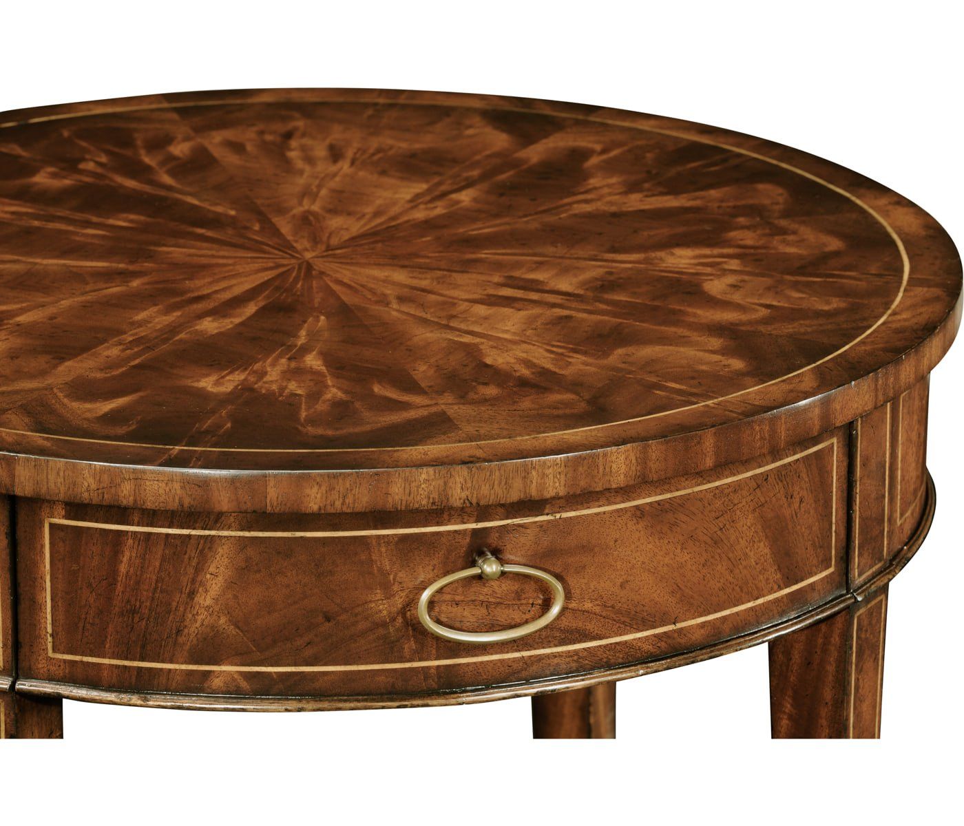Jonathan Charles Clean Inlay Classic Round Wood Mahogany End Table FFE-1387