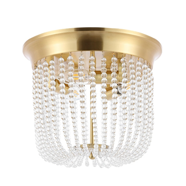 Safavieh Sarella 3 Light Flush Mount Ceiling Tapered Crystal Strands Gold Base FFE-1072