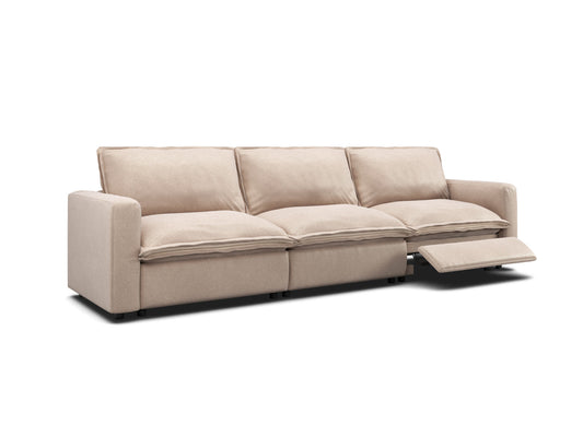 Homebody Beige Shell 3 Seat Sectional w 3 Recliners Sofa Couch FFE258-17