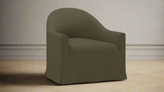 The Inside Havenly Slipcover Swivel Chair Olive Green Upholstered (2 Avail) FFE258-390