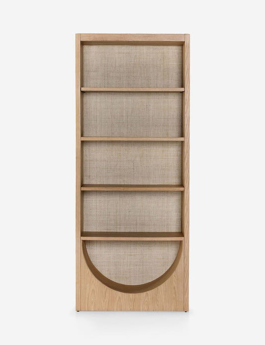 Lulu & Georgia Honey Finish Oak Veneer Cane Panel Melissa Bookcase FFE-1062