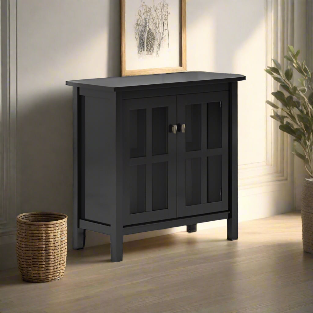 Warm Shaker Solid Wood 32" Storage Cabinet in Black FFW-860