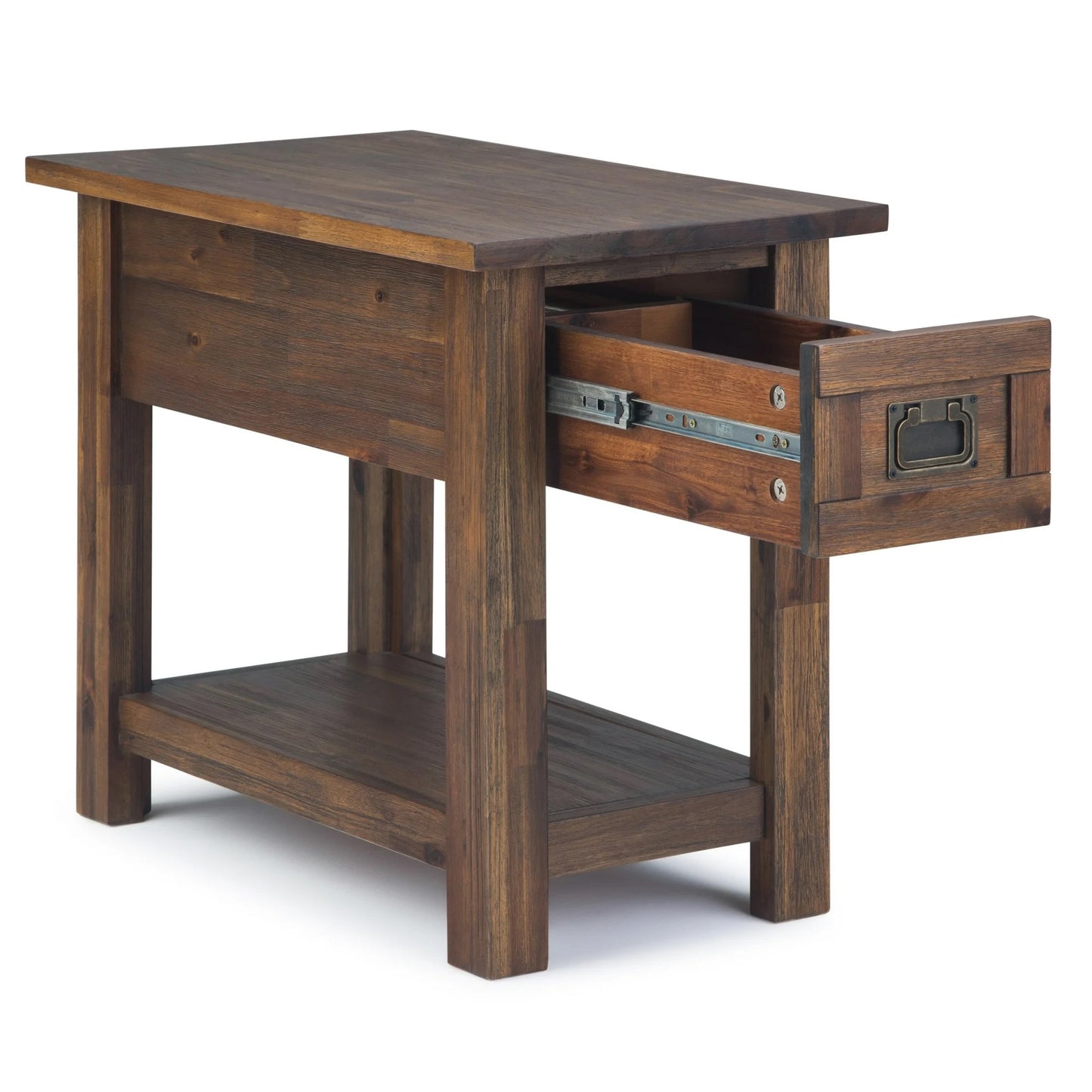 Monroe Solid Acacia 14"  Rustic Side Table in Distressed Charcoal Brown FFW-1010