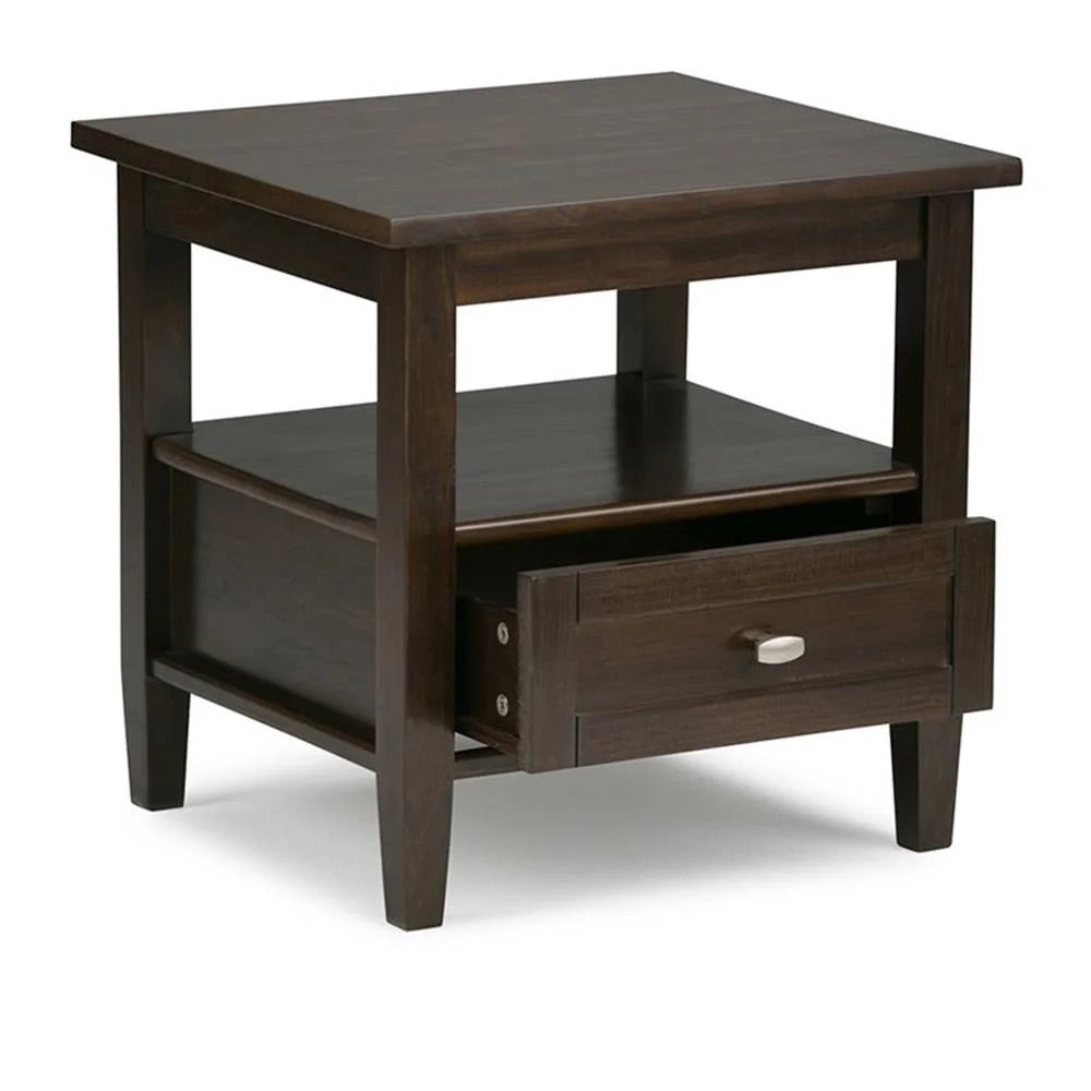 Shaker 20" Solid Wood Transitional End Side Table in Tobacco Brown FFW-969
