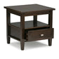 Shaker 20" Solid Wood Transitional End Side Table in Tobacco Brown FFW-969