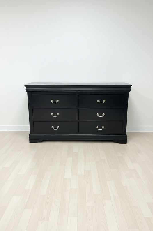 6 Drawer Black Dresser Gold Hardware FFE-1424
