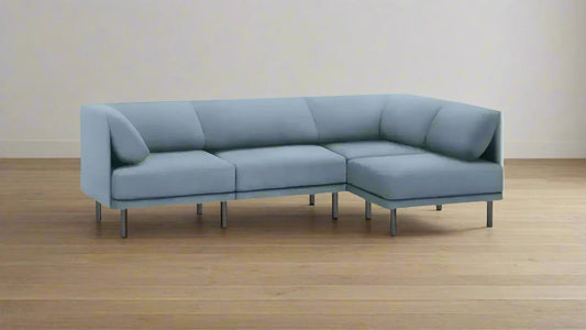 Burrow Range 4-Piece 1 Arm Ocean Velvet  Sectional Sofa Couch FFE258-535