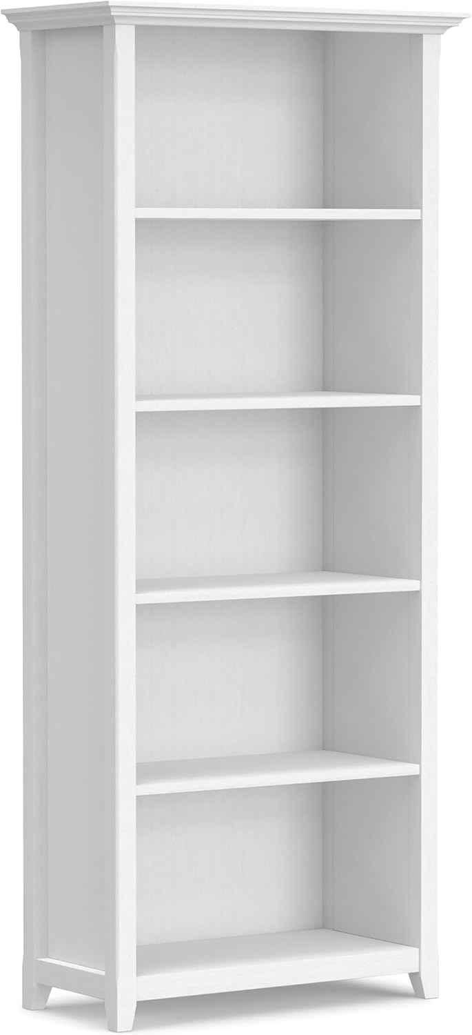Amherst Solid Wood 70" 5 Shelf Bookcase in White FFW-955