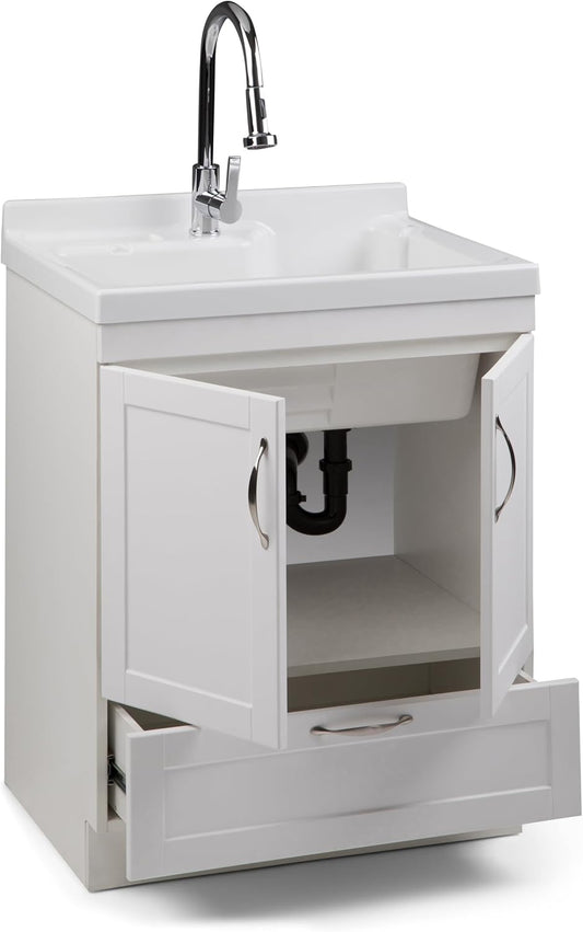 Maile 28-inch Utility Sink & Cabinet in Pure White. FFW258-657