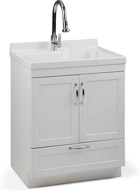 Maile 28-inch Utility Sink & Cabinet in Pure White. FFW258-657
